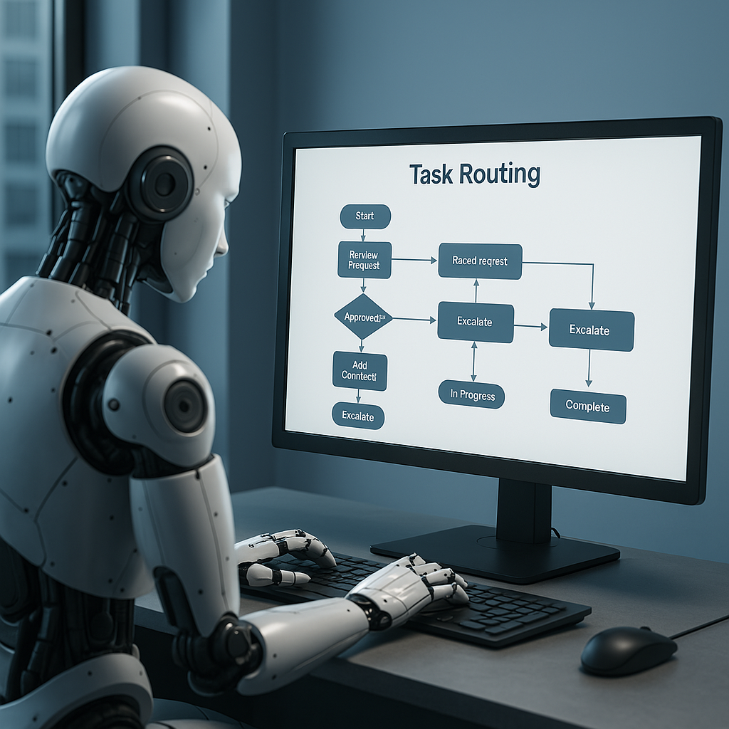 Workflow automation showing data integration, alerting, and task management systems