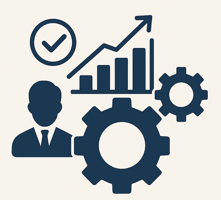 Human, automation and graph, representing automation solutions to increase worker capacity and make companies more efficient through technology