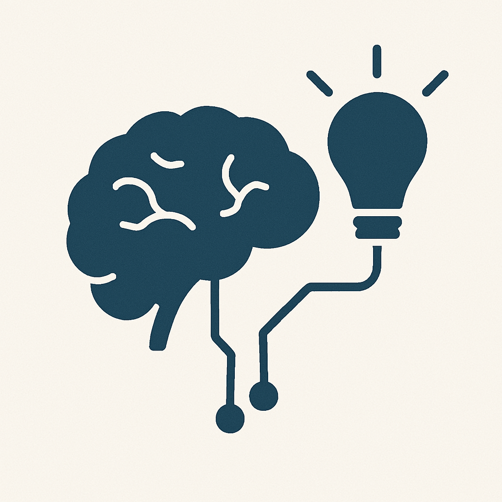 Brain connected to lightbulb, representing AI decision-making